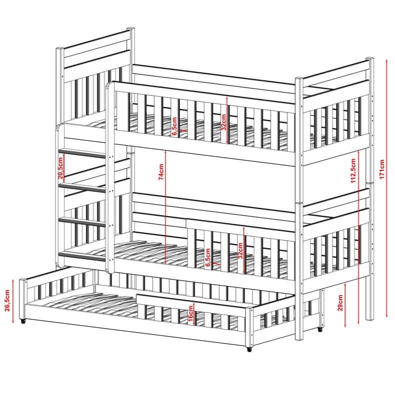 Wooden Bunk Bed Olivia With Trundle