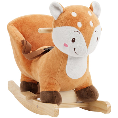 AIYAPLAY Rocking Horse, Ride on Horse Deer Design with Sounds, Security Belt, Rocking Stopper, for Toddlers 1-3 Years, Brown