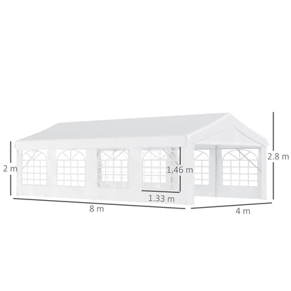 Outsunny 8m x 4m Garden Gazebo Marquee Party Tent Wedding Portable Garage Carport Event shelter Car Canopy Outdoor Heavy Duty Steel Frame Waterproof Rot Resistant