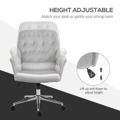 Vinsetto Linen Computer Chair with Armrest, Modern Swivel Chair with Adjustable Height, Light Grey