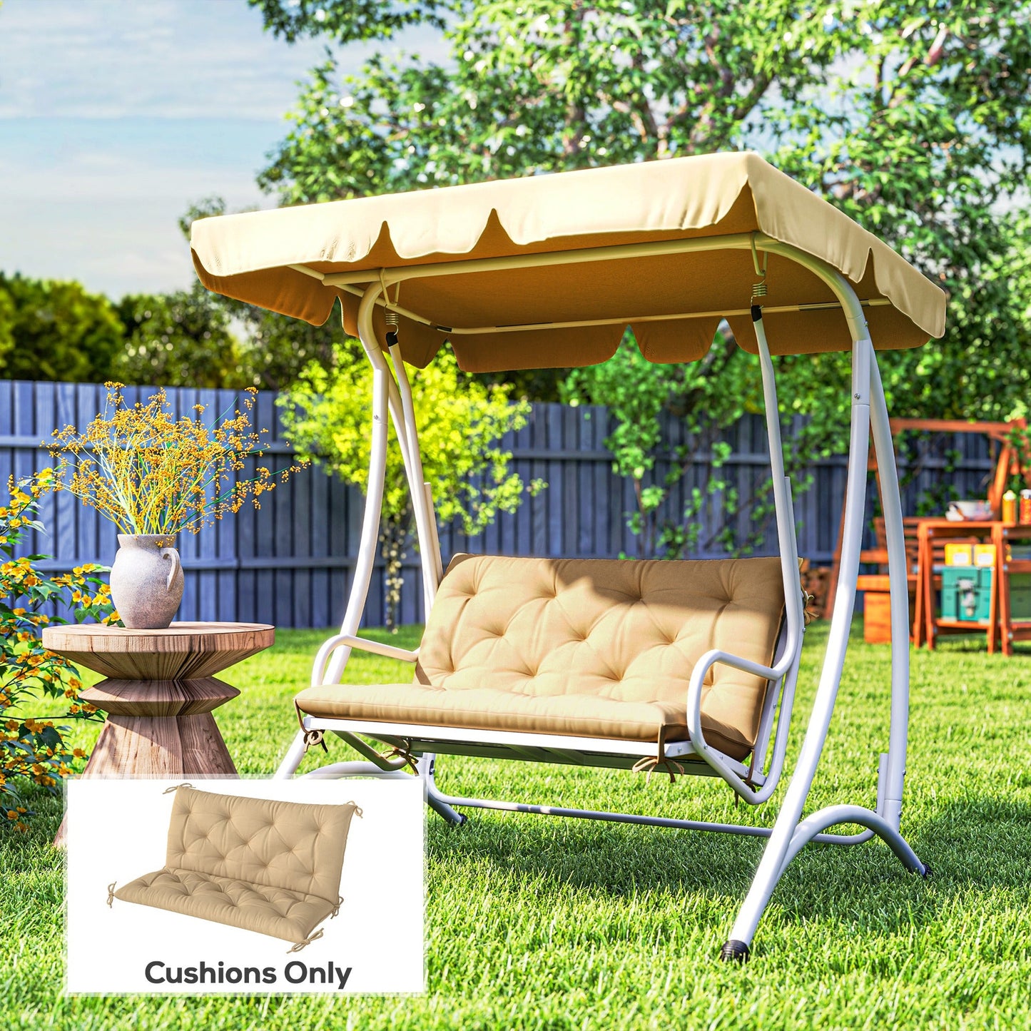 Outsunny Two-Seater Bench Cushion - Khaki