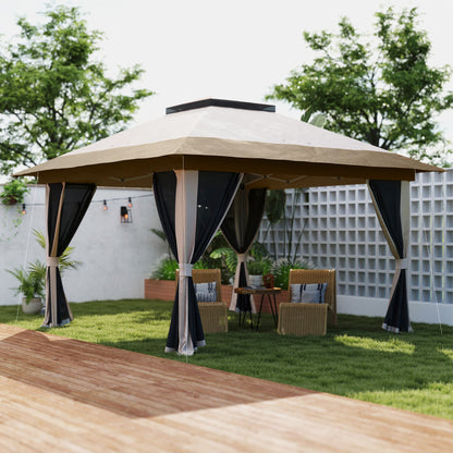 Altana rozkładana Outsunny 3,6 x 3,6 m z akcesoriami – beżowa