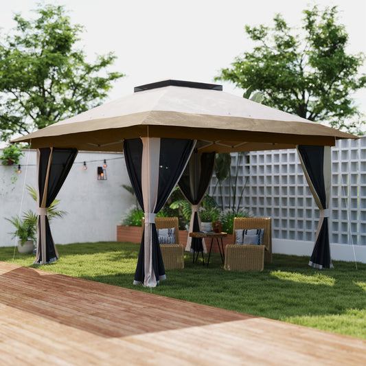 Altana rozkładana Outsunny 3,6 x 3,6 m z akcesoriami – beżowa