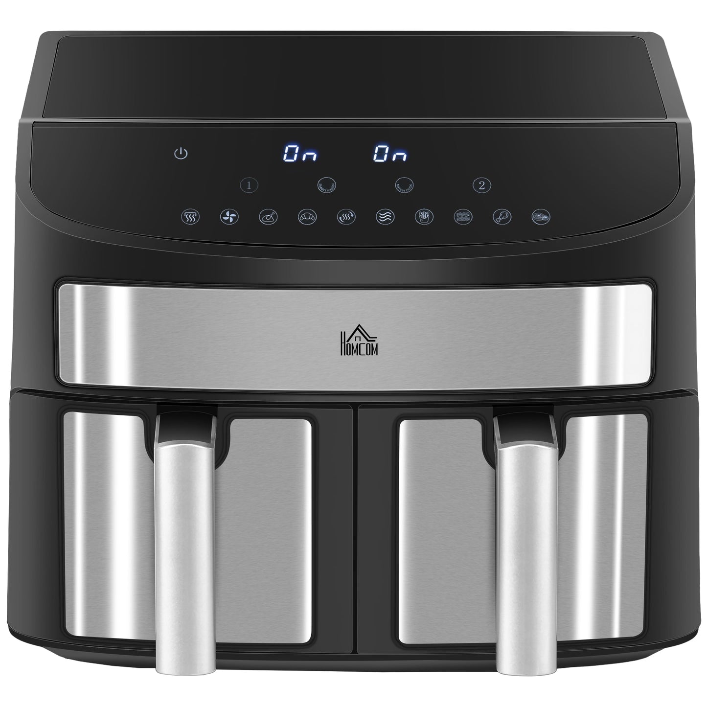 HOMCOM Dual Zone Air Fryer, 10-in-1 8L with Sync Cook & Sync Finish, 60-Minute Timer for Oil Free & Low Fat Cooking, 2400W