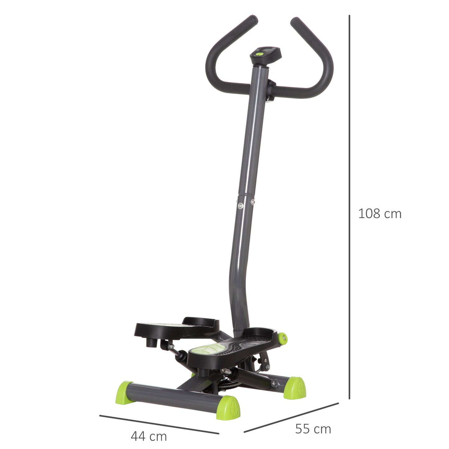 HOMCOM Twister Stepper, maszyna do ćwiczeń na stepie z regulowanym oporem, ekran LCD - szary