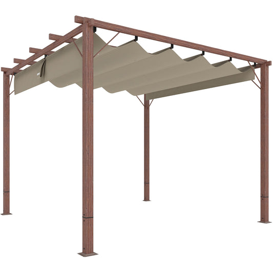 Outsunny 3 x 3 m Rozsuwana pergola dachowa - wykończenie w kolorze naturalnego drewna