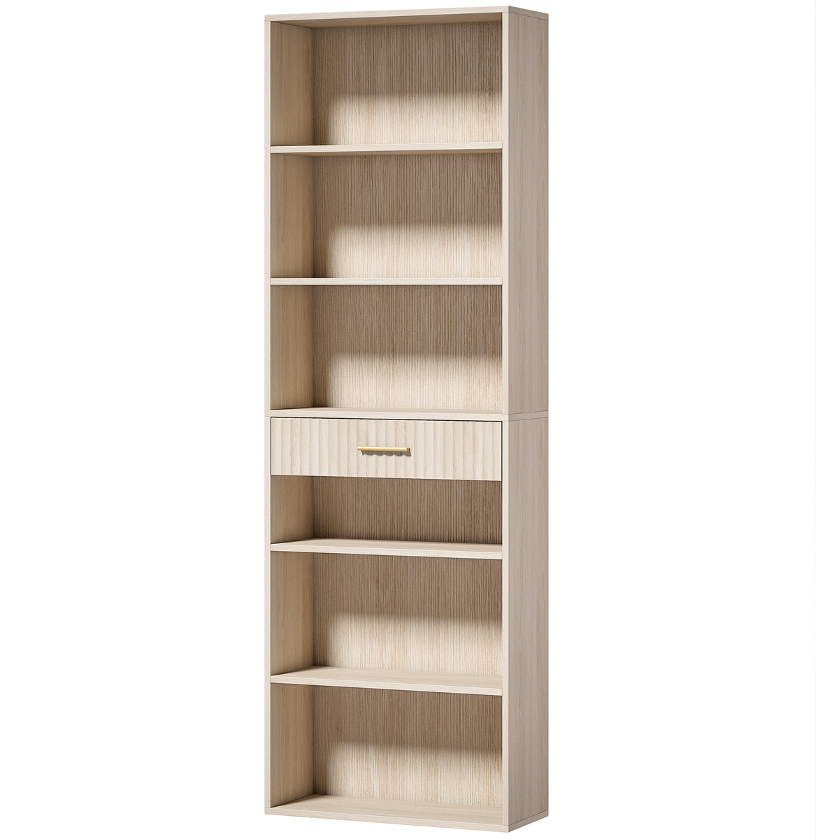 HOMCOM Bookcase Narrow Tall Space-Saving Bookshelf Drawer Open Shelves 60 x 24 x 182 cm Oak Wood Effect