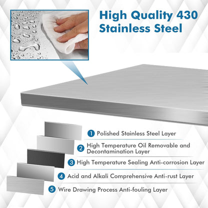 Stainless Steel Catering Table with Adjustable Undershelf and Leveling Feet