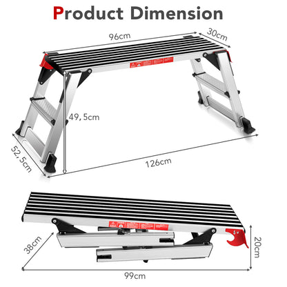 Aluminium Folding Work Platform with Safety Locks and Anti-Skid Top