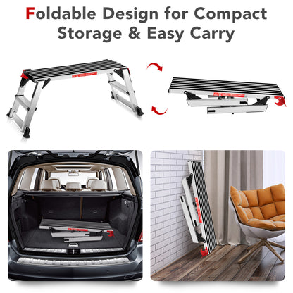Aluminium Folding Work Platform with Safety Locks and Anti-Skid Top