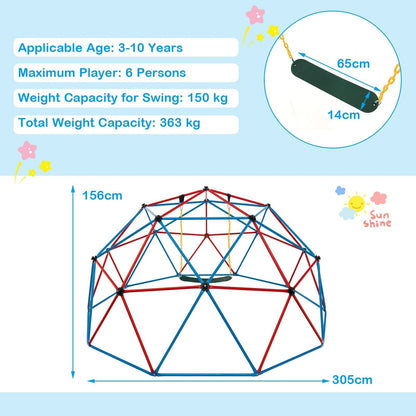 10FT Kids Geometric Dome Climber with Convenient Grip - Blue & Red