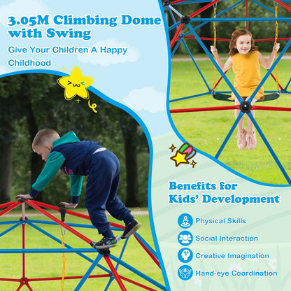 10FT Kids Geometric Dome Climber with Convenient Grip - Blue & Red