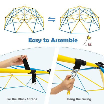 10FT Kids Geometric Dome Climber with Convenient Grip-Blue & Yellow