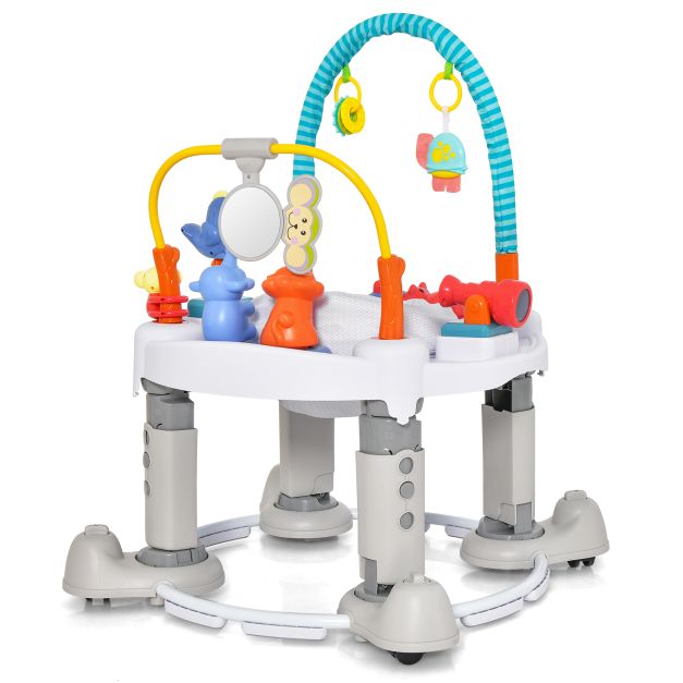 4-In-1 Baby Activity Center with Walker for Kids Aged 0-2 Years-Grey