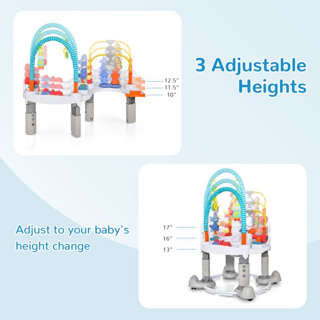 4-In-1 Baby Activity Center with Walker for Kids Aged 0-2 Years-Grey