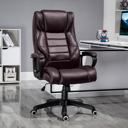 Vinsetto Office Chair with 6-Point Maaage, PU Desk Chair with Padded Seat and Armrest, Computer Chair with Tilt Function for Home, Brown