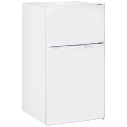 HOMCOM 88L Under Counter Fridge Freezer, Small Refrigerator with 5-Setting, 3 Star Freezer Rating, White