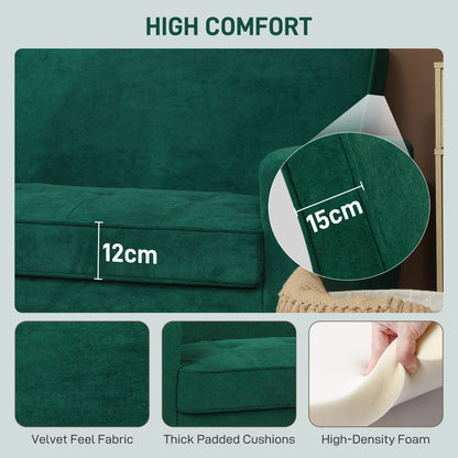 HOMCOM Two-Seater Velvet-Feel Sofa - Green