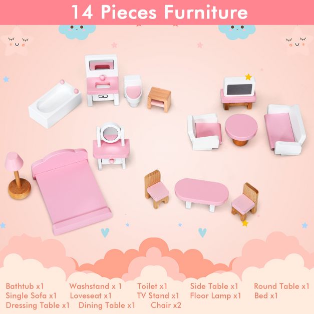 2-Tier Dollhouse Bookcase with Sufficient Storage Space-Pink