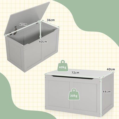 Wooden Kids Toy Storage Box with Flip-Top Lid for Playroom Bedroom -Grey