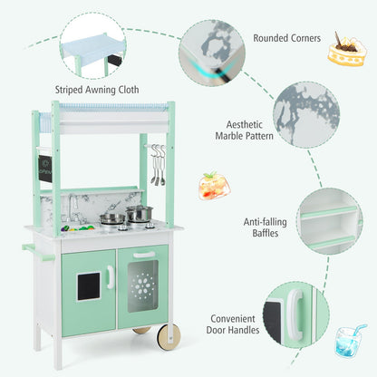 Double-sided Pretend Play Kitchen with Remote Control for Kids 3+-Green