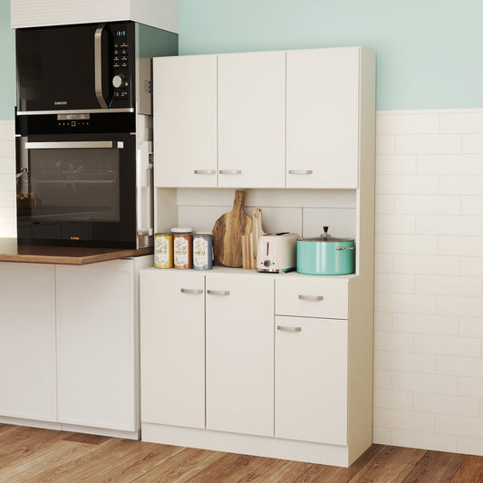HOMCOM Freestanding Kitchen Pantry Storage Cabinet - White