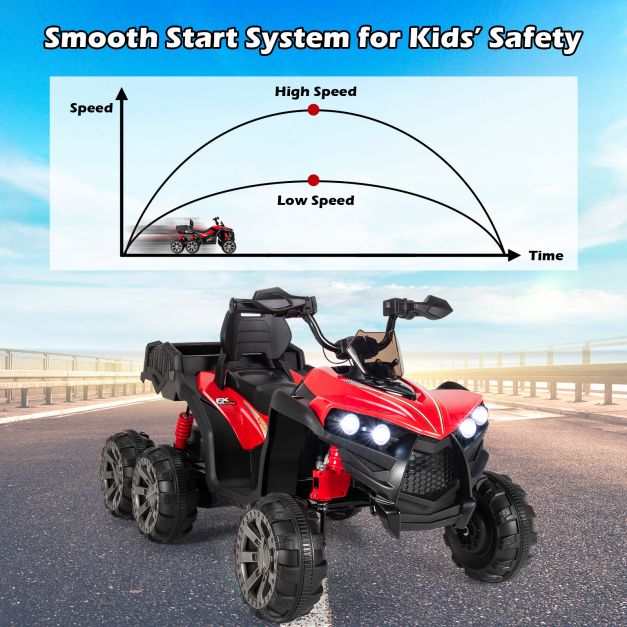 6 Wheels Kids Electric ATV with 4 Motors-Red