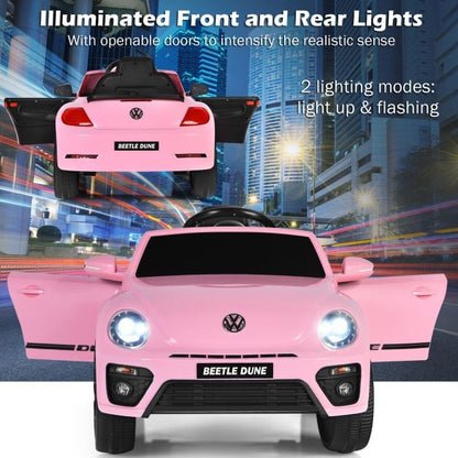 12V Volkswagen Beetle Electric Kids Ride On Car with Remote Control-Pink