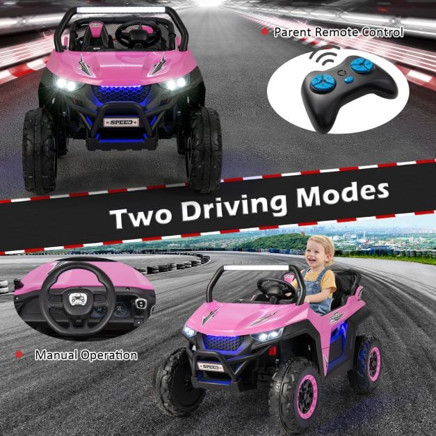12V Electric Truck Car with Remote Controland Battery Powered UTV-Pink
