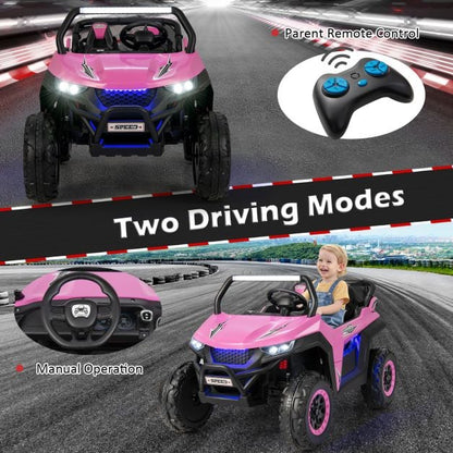 12V Electric Truck Car with Remote Controland Battery Powered UTV-Pink