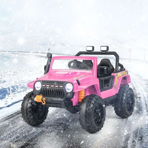 12V Kids Electric Ride on Car with Music and LED Lights-Pink
