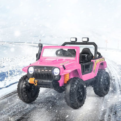 12V Kids Electric Ride on Car with Music and LED Lights-Pink