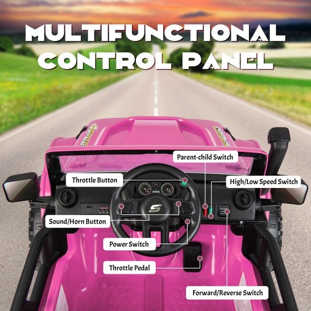 12V Kids Electric Ride on Car with Music and LED Lights-Pink