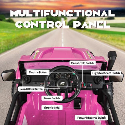 12V Kids Electric Ride on Car with Music and LED Lights-Pink