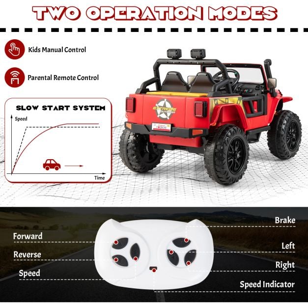 12V Kids Electric Ride on Car with Music and LED Lights-Red