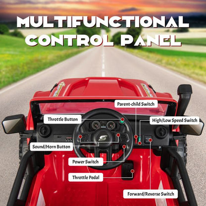 12V Kids Electric Ride on Car with Music and LED Lights-Red