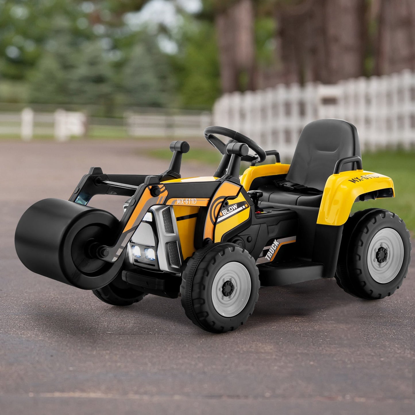 12V Battery Powered Kids Ride on Road Roller with 2.4G Remote Control-Yellow