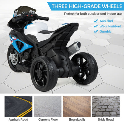 12V Kids Motorcycle Ride-On Toy with Music and Headlight-Blue