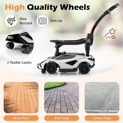 3-in-1 Ride On Push Car with Removable Guardrails and Handle-White