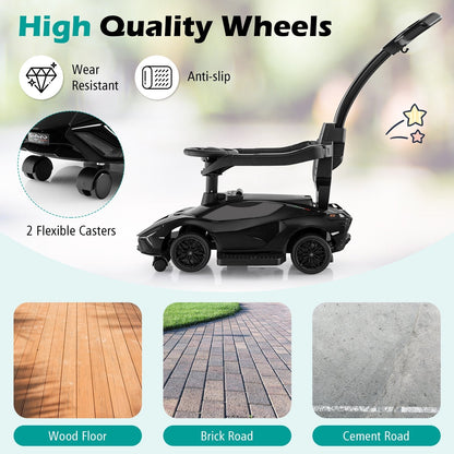 3-in-1 Ride On Push Car with Removable Guardrails and Handle-Black