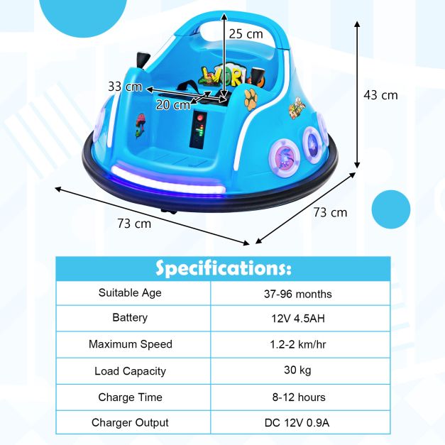 Electric Bumper Car with 360° Spin and Remote Control for Toddlers and Babies-Navy