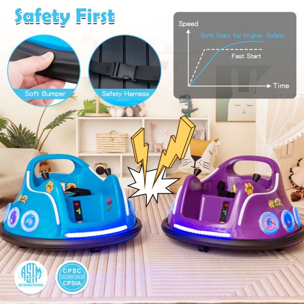 Electric Bumper Car with 360° Spin and Remote Control for Toddlers and Babies-Navy