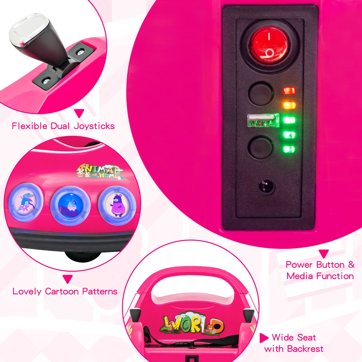 Electric Bumper Car with 360° Spin and Remote Control for Toddlers and Babies-Pink