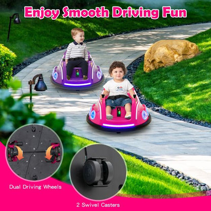 Electric Bumper Car with 360° Spin and Remote Control for Toddlers and Babies-Pink
