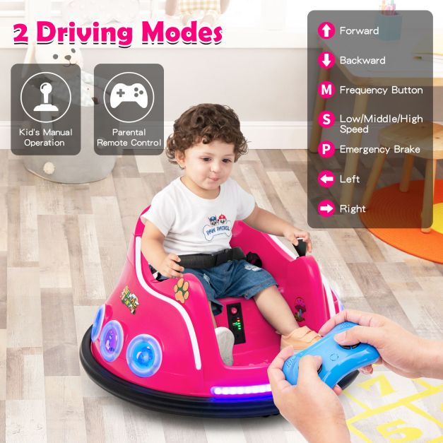 Electric Bumper Car with 360° Spin and Remote Control for Toddlers and Babies-Pink