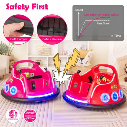 Electric Bumper Car with 360° Spin and Remote Control for Toddlers and Babies-Pink