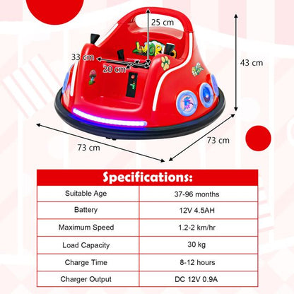 Electric Bumper Car with 360° Spin and Remote Control for Toddlers and Babies-Red
