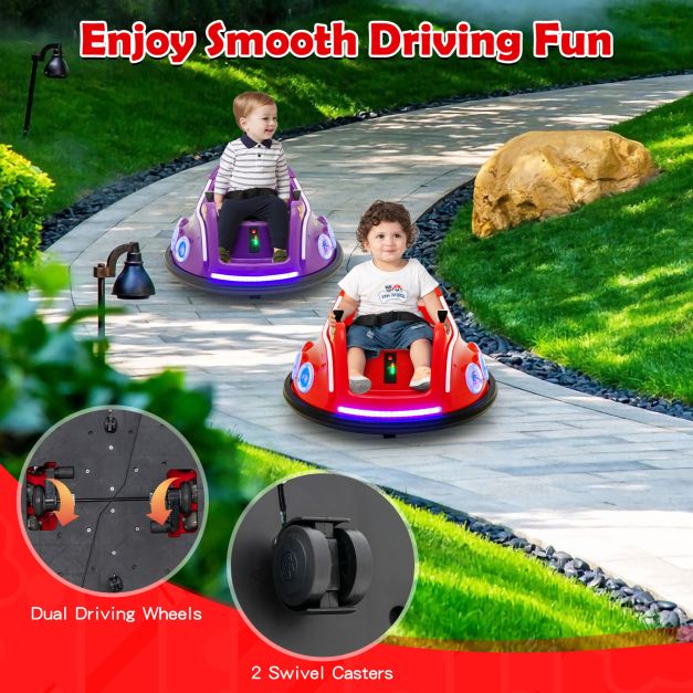 Electric Bumper Car with 360° Spin and Remote Control for Toddlers and Babies-Red
