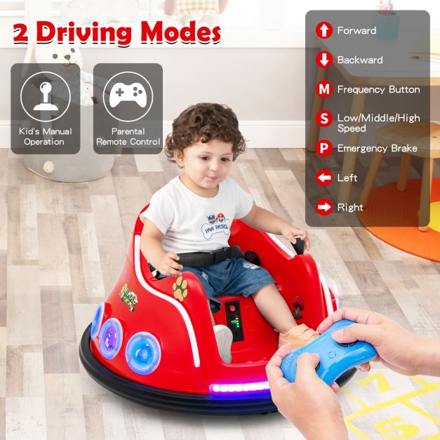 Electric Bumper Car with 360° Spin and Remote Control for Toddlers and Babies-Red