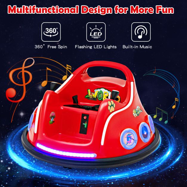 Electric Bumper Car with 360° Spin and Remote Control for Toddlers and Babies-Red